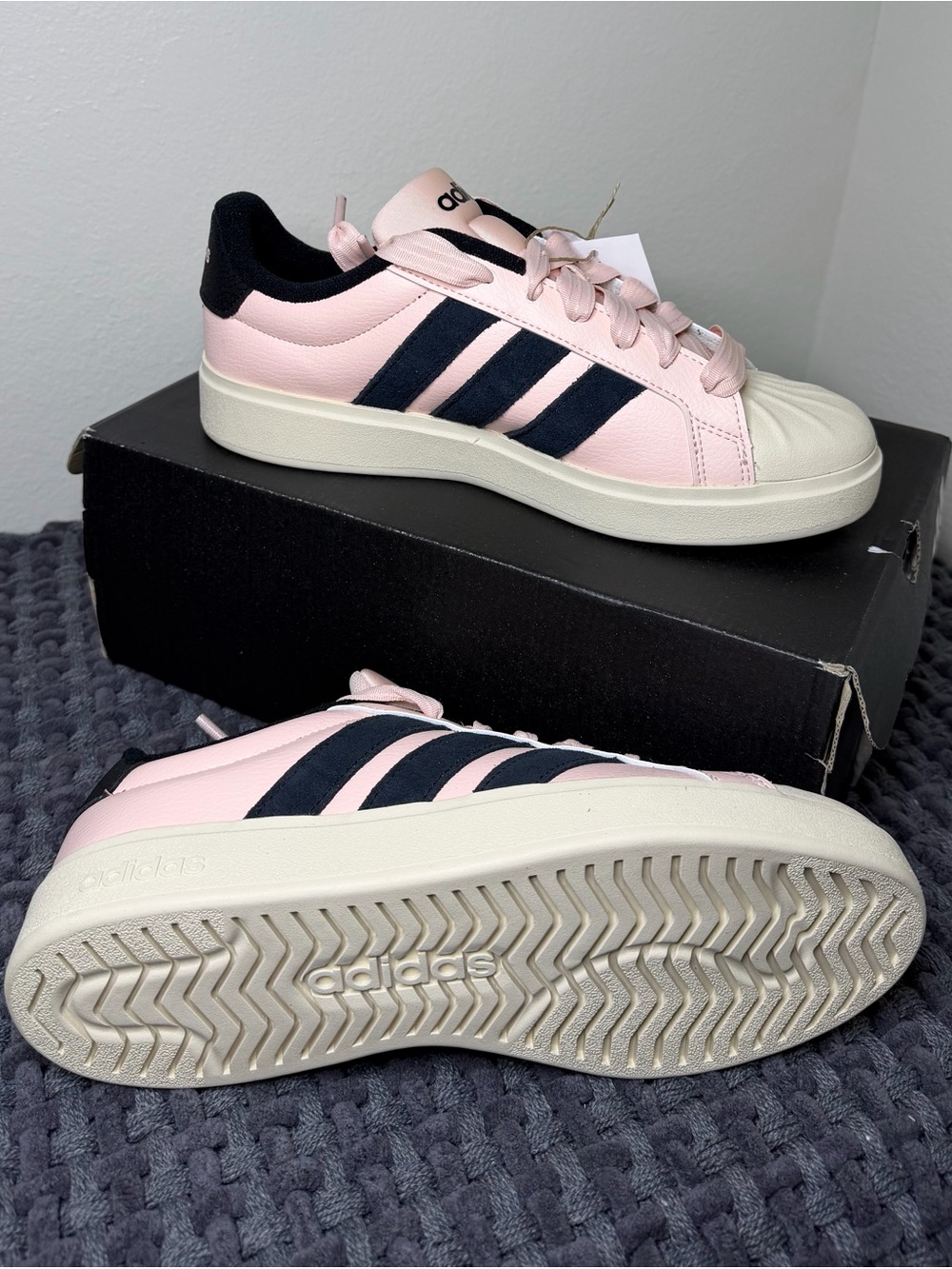 adidas Pink and Black Platform Casual Sneakers - Picture 2 of 2